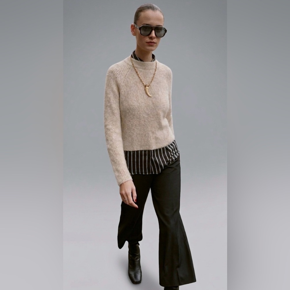 Zara Cozy Cream Crewneck Alpaca/Wool Sweater